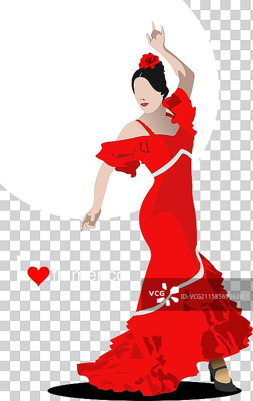 美丽的年轻女性在跳弗拉门戈舞，3D手部表现图片素材