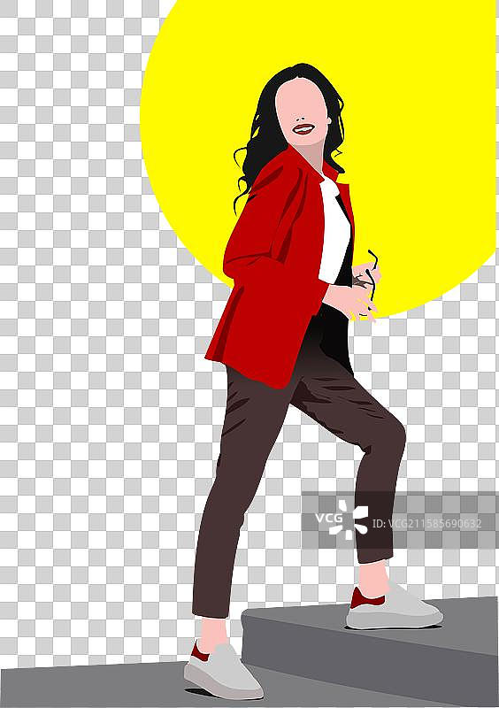 彩色手绘的女商人图片素材