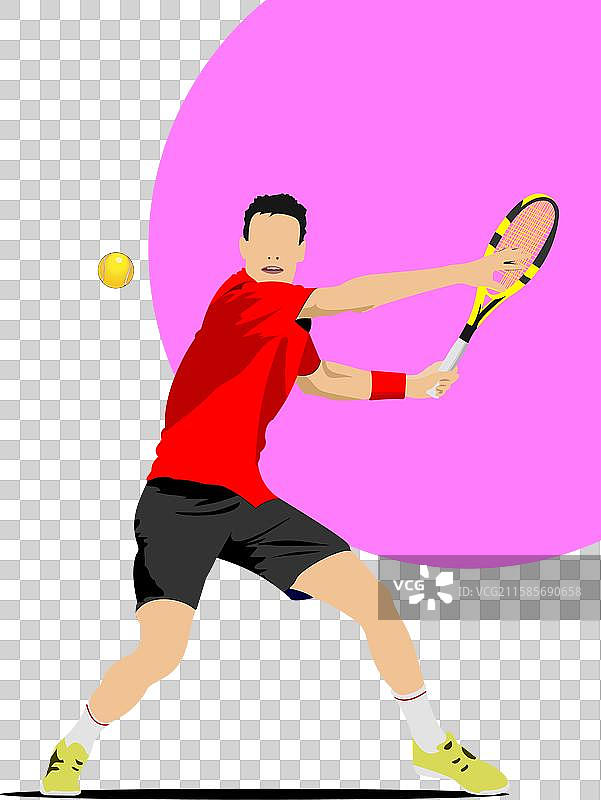 彩色手绘网球运动员图片素材