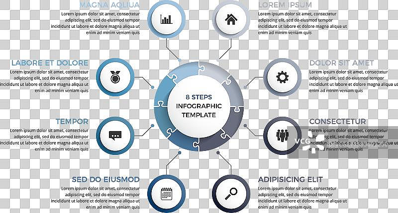 八个元素的圆形图表模板图片素材