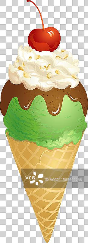 绿茶冰淇淋甜筒图片素材