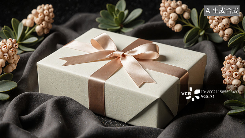 【AI数字艺术】礼物盒上的丝带图片素材