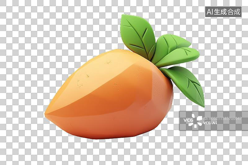 【AI数字艺术】橙色胡萝卜模型，带有绿色叶子图片素材