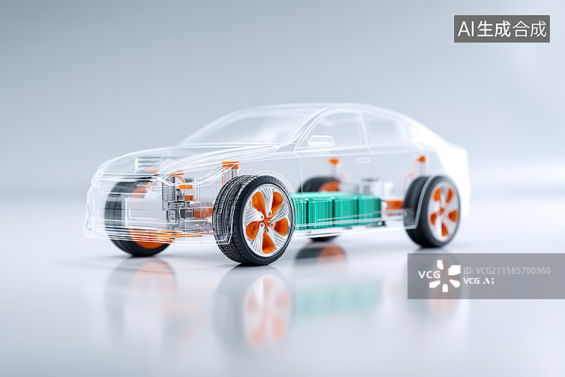 【AI数字艺术】新能源电动汽车固态电池概念科技风插画图片素材