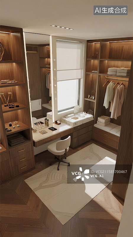【AI数字艺术】现代衣帽间与化妆台设计图片素材