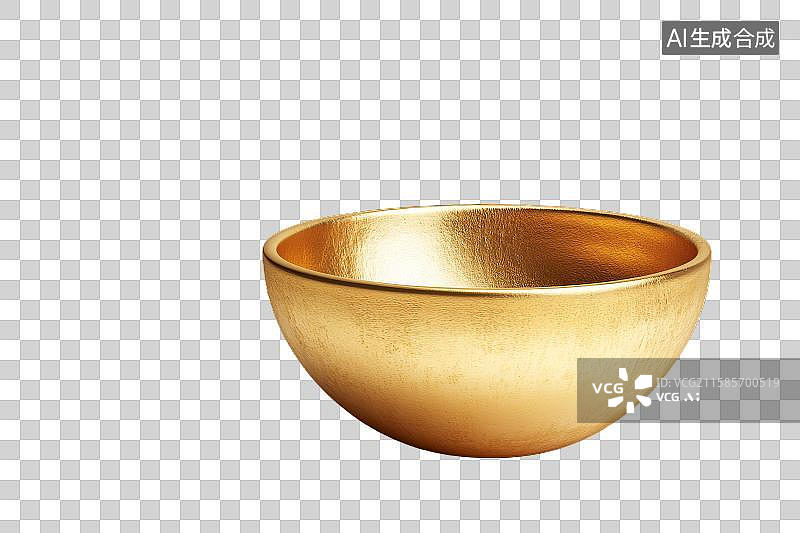 【AI数字艺术】金色金属碗，表面光滑图片素材