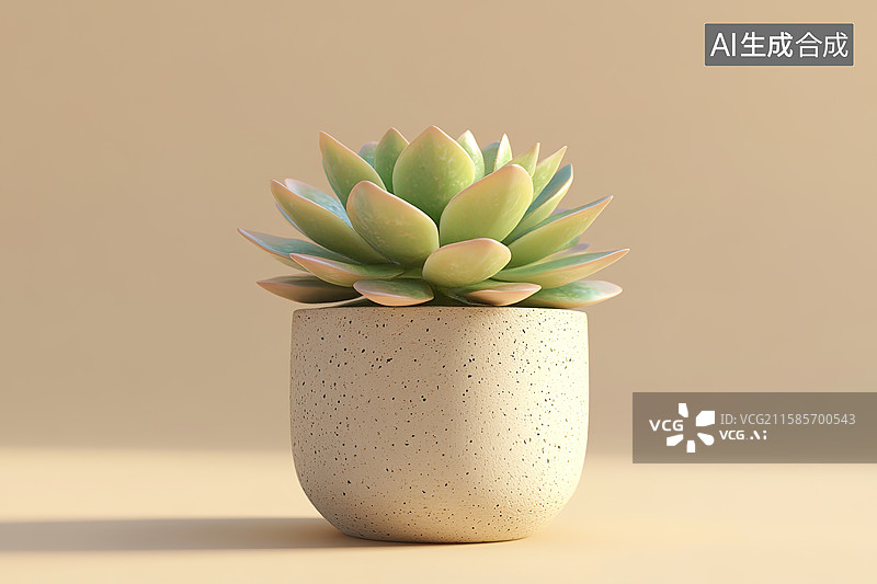 【AI数字艺术】3D卡通风格一盆多肉植物盆栽图片素材