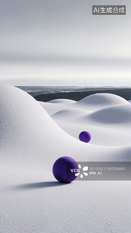 【AI数字艺术】雪地紫球图片素材