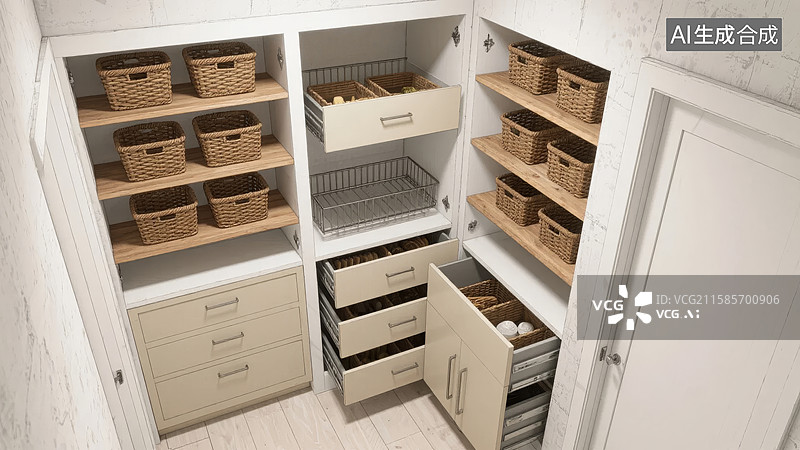 【AI数字艺术】厨房储物柜内部展示图片素材