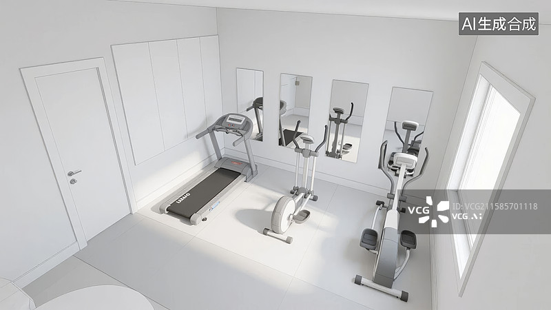 【AI数字艺术】简约室内健身房布置图片素材