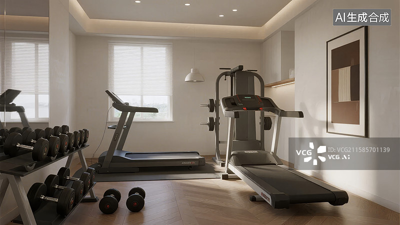 【AI数字艺术】现代室内健身房布置图片素材