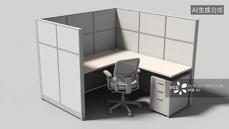 【AI数字艺术】现代办公隔间工作站图片素材