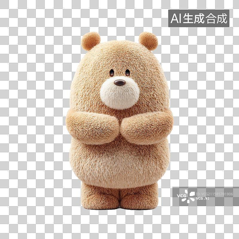【AI数字艺术】可爱毛绒棕熊双手交叉站立图片素材