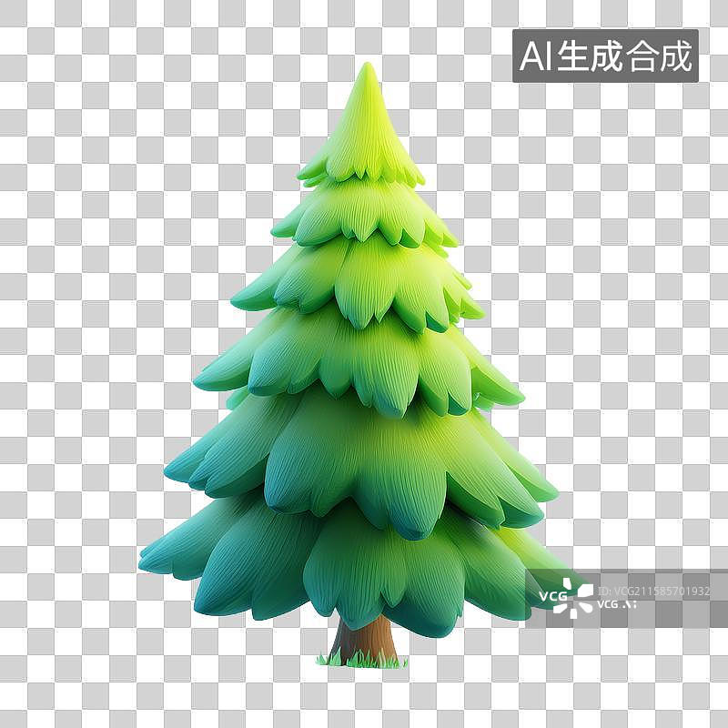 【AI数字艺术】3D渲染的绿色针叶树图片素材