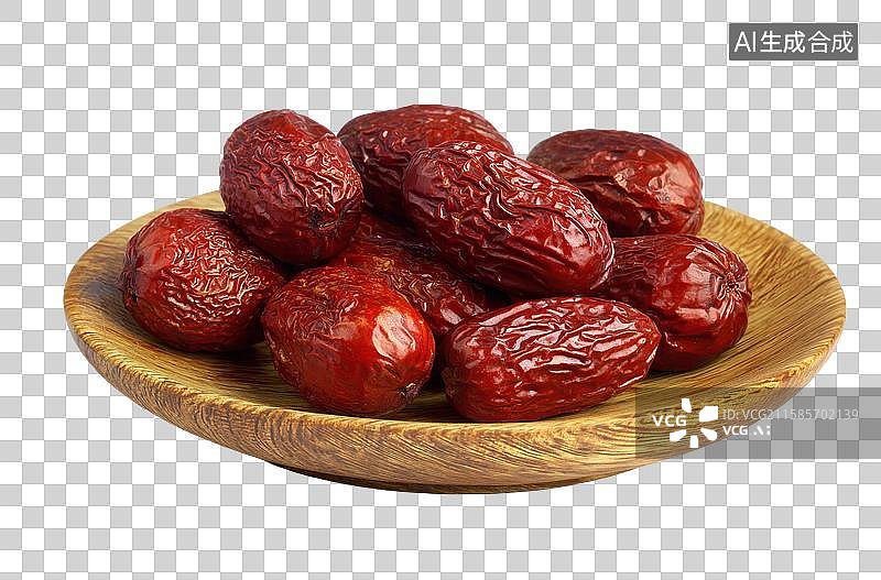 【AI数字艺术】木碗中的红枣，营养健康的零食图片素材