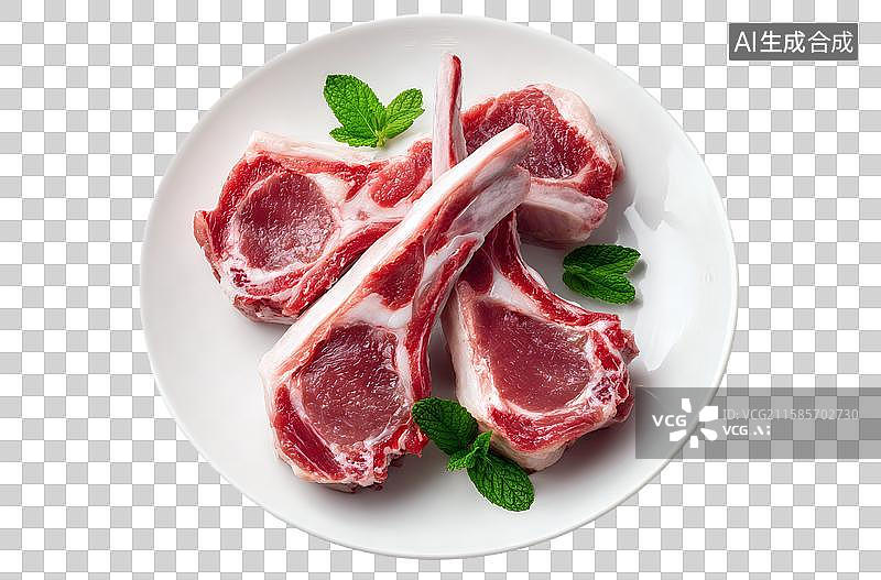 【AI数字艺术】生烤羊排食材展示图片素材