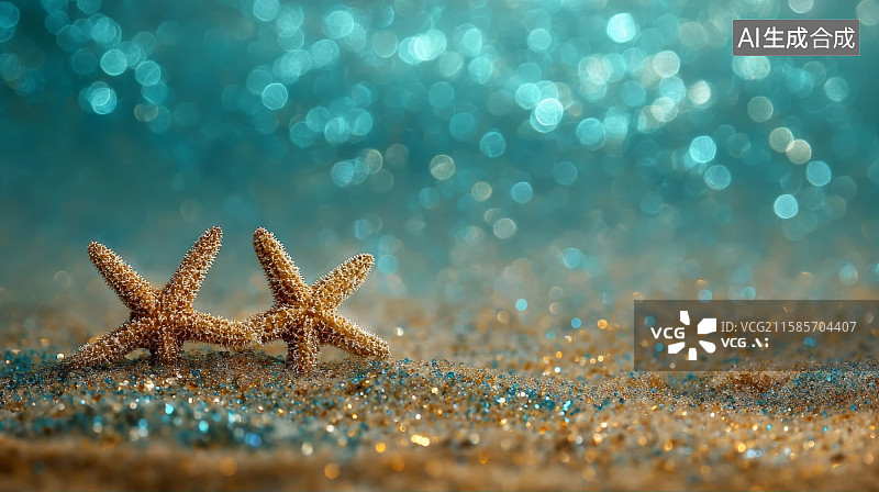 【AI数字艺术】金色海星，星光闪闪图片素材
