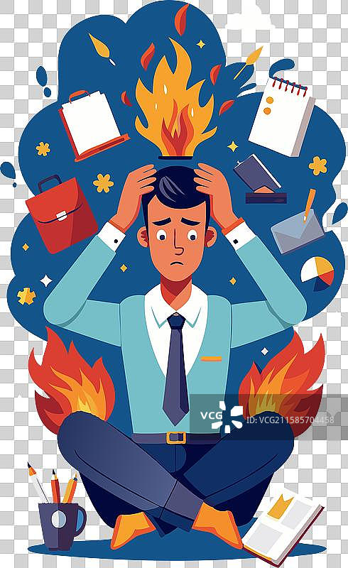 感到压力的员工与工作倦怠图片素材