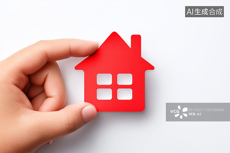 【AI数字艺术】一只手拿着房屋模型买房概念图图片素材