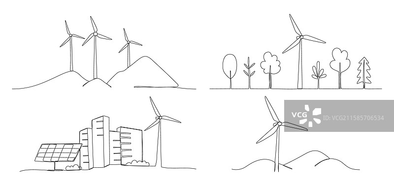 自然与城市中的风力发电机图片素材