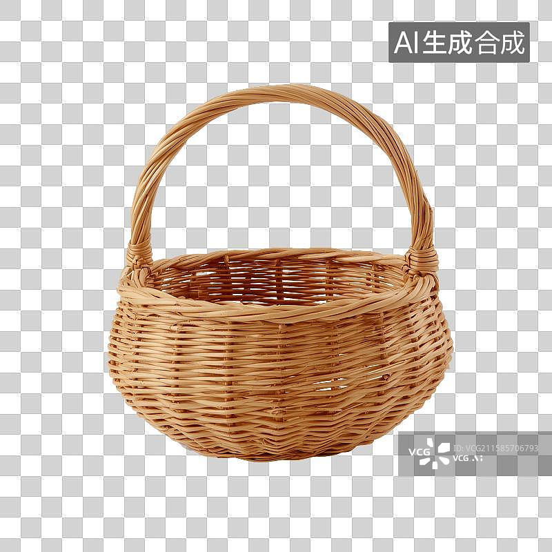 【AI数字艺术】免扣元素一个柳编篮子图片素材