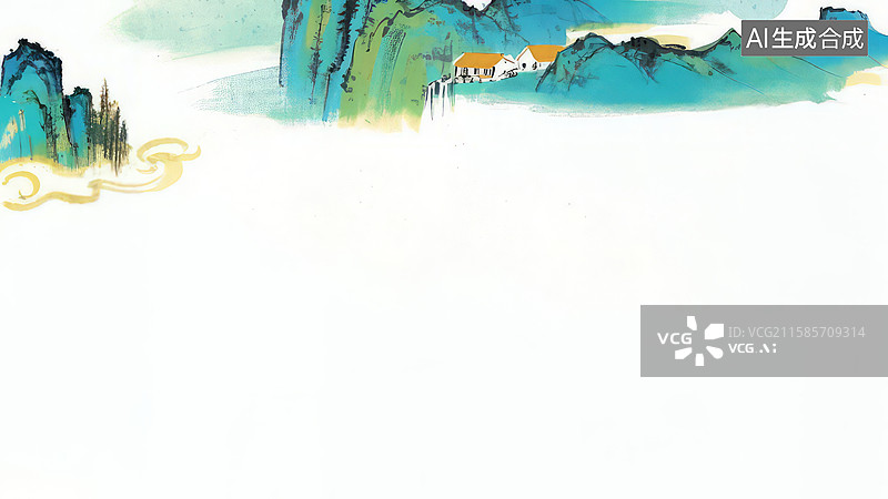 【AI数字艺术】水墨画居上-背景壁纸1山水画风背景图图片素材