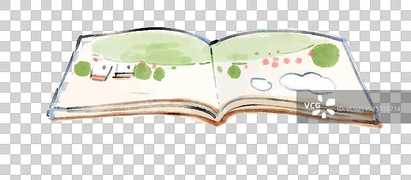 一本书一本绘本水墨插画图片素材