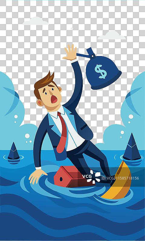 挣扎于债务的商人图片素材