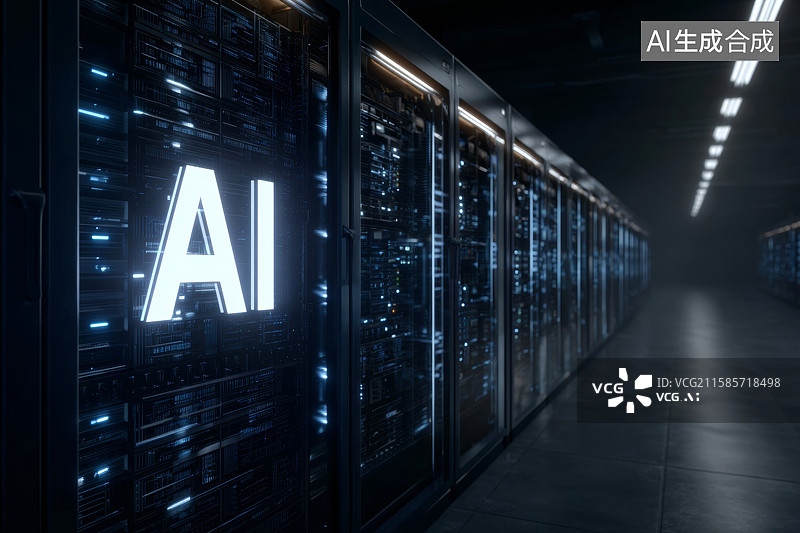 【AI数字艺术】人工智能数据中心服务器机房图片素材