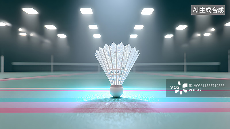 【AI数字艺术】羽毛球落地瞬间特写图片素材