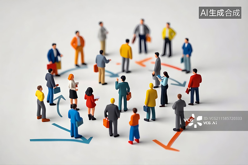 【AI数字艺术】人群场景三维插画图片素材