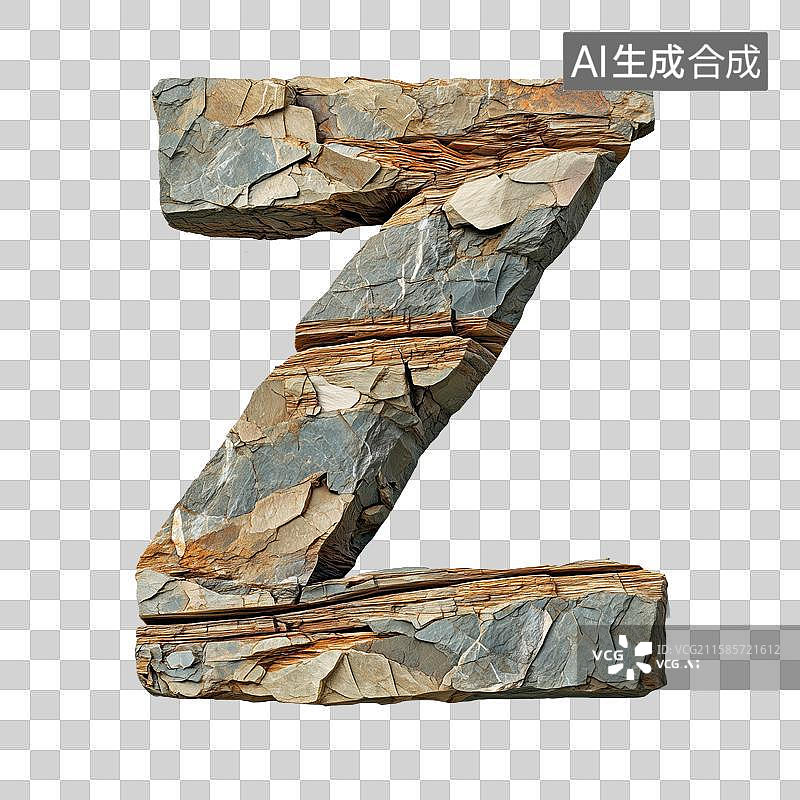 【AI数字艺术】3D立体岩石字母免抠元素图片素材