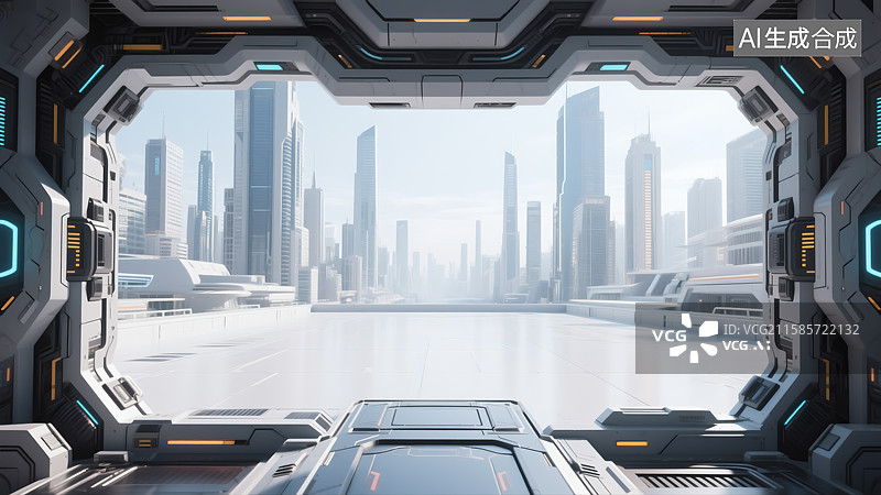 【AI数字艺术】机甲风格空间三维插画图片素材