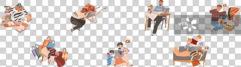 疲惫不堪的角色，表现出倦怠感图片素材