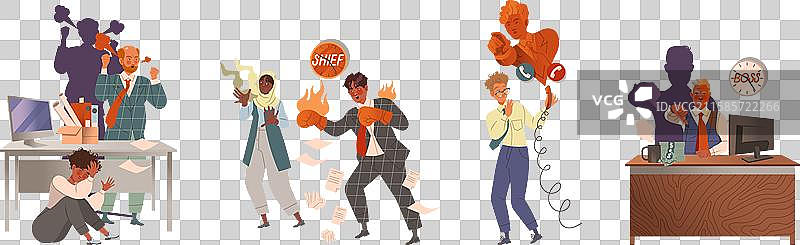 愤怒的老板和紧张的员工角色图片素材