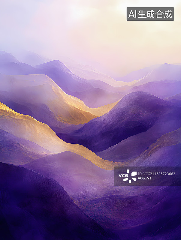 【AI数字艺术】紫色抽象山脉金色粒子背景图图片素材