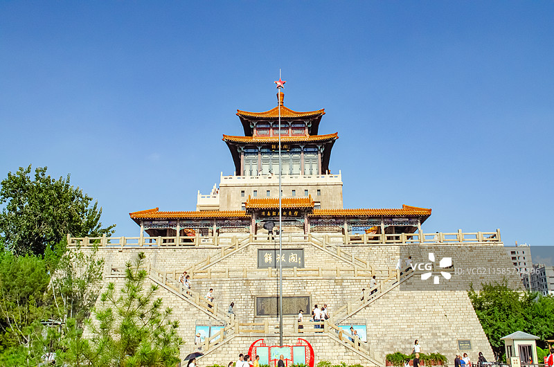 中国5A级旅游景区拍摄主题，山东省济南市著名景点解放阁建筑物，户外白昼无人图像摄影图片素材