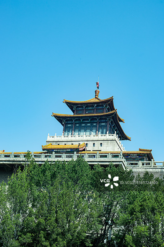 中国5A级旅游景区拍摄主题，山东省济南市著名景点解放阁建筑物，户外白昼无人图像摄影图片素材