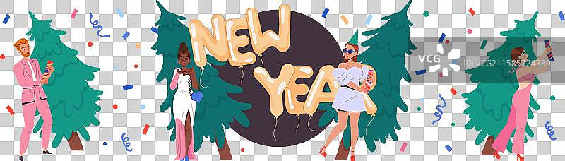 人们角色庆祝新年假期图片素材
