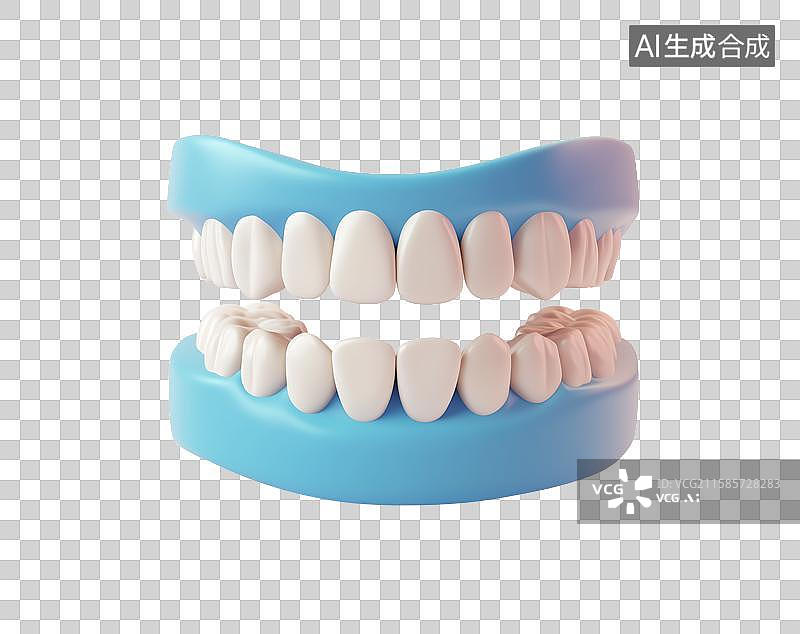 【AI数字艺术】3D三维立体卡通牙齿元素图片素材