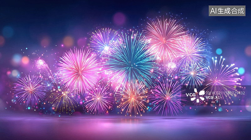 【AI数字艺术】绚丽烟花夜空盛景图片素材