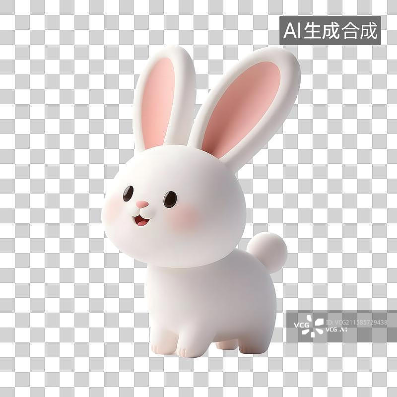 【AI数字艺术】站立的可爱的毛绒绒兔子图片素材