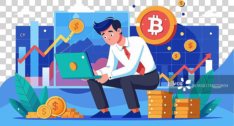 投资者分析比特币市场趋势图片素材