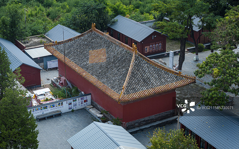 河北省保定市定兴县文庙大殿航拍图片素材