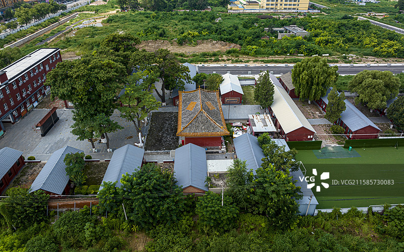 河北省保定市定兴县文庙大殿航拍图片素材