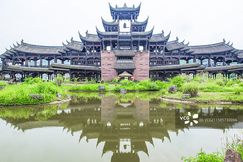 重庆黔江濯水古镇廊桥 廊桥 古桥 古代建筑 重庆黔江图片素材