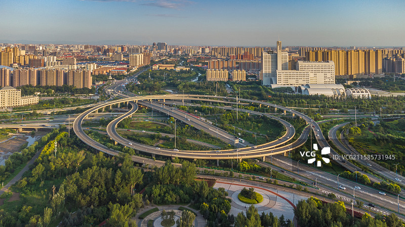 航拍呼和浩特公主府立交桥图片素材