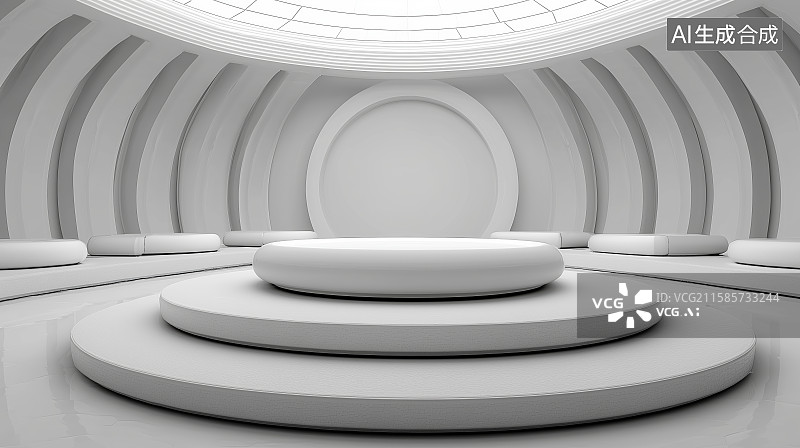 【AI数字艺术】现代简约圆形舞台设计图片素材