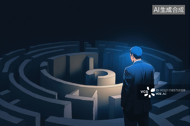 【AI数字艺术】迷宫中的思考者图片素材