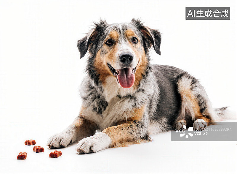 【AI数字艺术】澳大利亚牧羊犬与狗粮图片素材